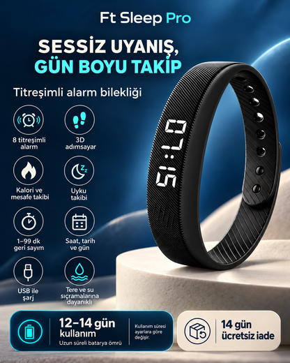 Ft Sleep Pro – Sessiz Titreşimli Çok Fonkisyonlu Alarm Bilekliği