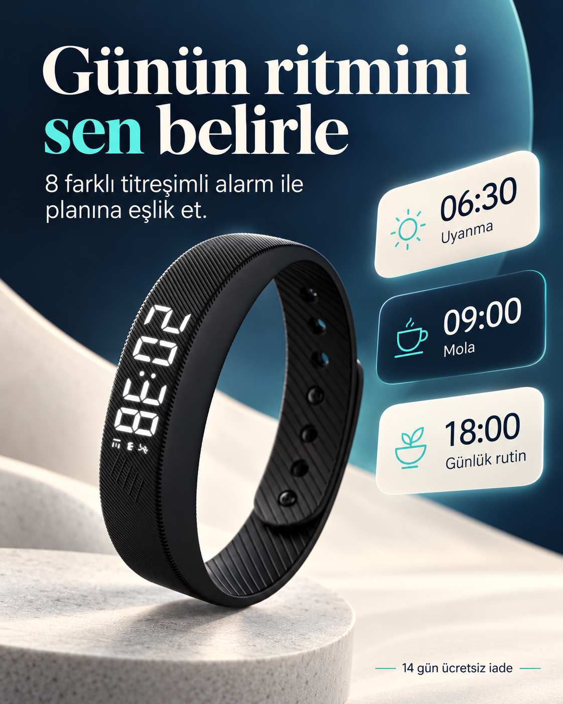 Ft Sleep Pro – Sessiz Titreşimli Çok Fonkisyonlu Alarm Bilekliği