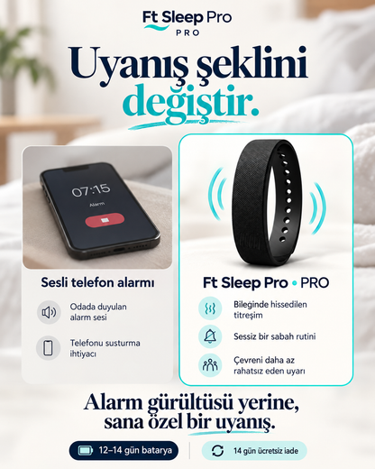 Ft Sleep Pro – Sessiz Titreşimli Çok Fonkisyonlu Alarm Bilekliği